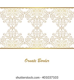 Vector decorative frame. Elegant seamless element for design template, place for text.Floral border. Lace decor for birthday and greeting card, wedding invitation.