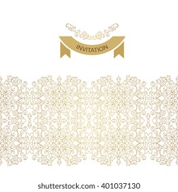 Vector decorative frame. Elegant seamless element for design template, place for text.Floral border. Lace decor for birthday and greeting card, wedding invitation.