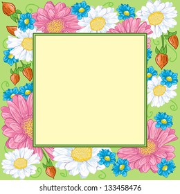 Vector decorative frame with floral elements for photo or text