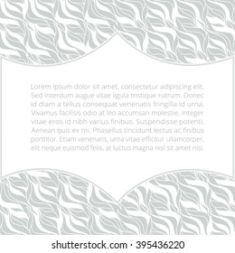 Vector decorative frame with grey and white repeating wave background. Vector border with wave design. 