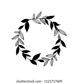 Vector decorative frame with hand-drawn  elements. Border for your design. Vector hand-drawn frames with leaves. Save the date. Place for your text.