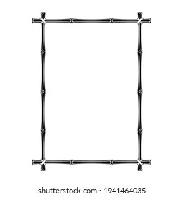 Marco decorativo vectorial de bambú. Borde para la decoración de diplomas, certificados, invitaciones, anuncios, tarjetas de visita. Estilo oriental tradicional. Dibujo para diseño. Ilustración del vector