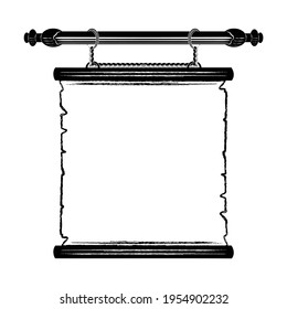 Vector decorative frame made of bamboo and parchment. Border for decoration of diplomas, certificates. Traditional Oriental scroll. Drawing for design. Vector illustration.