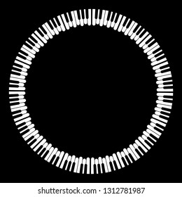 Vector decorative frame piano keys, web design element, black and white