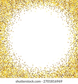 Dekorativer Vektorrahmen mit kreisförmigen goldenen Glitterpartikeln