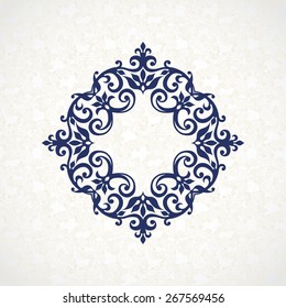 Vector decorative frame in Victorian style. Elegant element for design, place for text. Blue  floral border. Lace decor for wedding invitations, valentines and greeting cards.