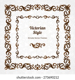 Vector decorative frame in Victorian style. Elegant element for design template, place for text. Black floral border. Floral decor for birthday and greeting card, wedding invitation, certificate.