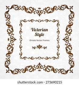 Vector decorative frame in Victorian style. Elegant element for design template, place for text. Black floral border. Floral decor for birthday and greeting card, wedding invitation, certificate.