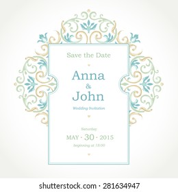 Vector decorative frame in Victorian style. Elegant element for design template, place for text. Pastel floral border. Lace decor for birthday and greeting card, wedding invitation, Thank you message.