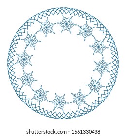  vector decorative frames for Christmas and New Year with snowflakes on a white background