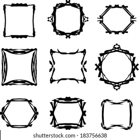 Vector decorative frames set of 9
