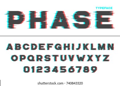 Diseño decorativo de fuente futurista vectorial, alfabeto, tipo de letra, sombra, muescas de color. Ilustración del vector