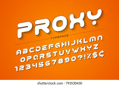 Vector decorative futuristic font design, alphabet, typeface, typography. Vector illustration