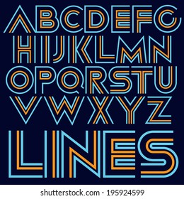Vector decorative geometric font. Modern type.