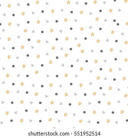 Vector decorative gift paper pattern with golden stars for new year, christmas and any other holiday greeting 
