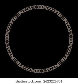 Vector decorative gold Border frame in greek style. Elegant element for design in Eastern style, place for text. Lace illustration for invitation, ceramic, textile, embroidery, porcelain, engraving