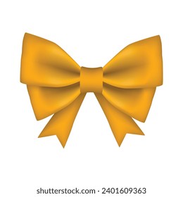 Vector decorative gold bow isolated on white background.