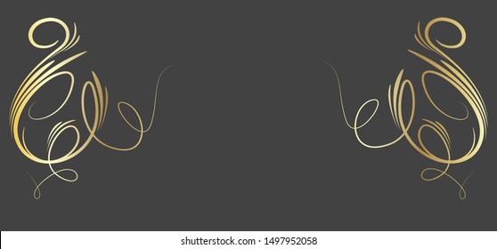 Vector Decorative gold frame. An elegant element for design, place for text. Lace decor for birthday and greeting card, wedding invitation.Vector illustration.