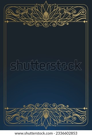 Vector decorative golden frame on dark blue background 