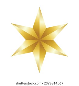 Vector decorative golden star on white background.