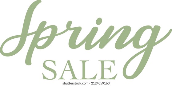 Vector Decorative Green Consumerism Lettering Discount Sign Spring Sale. Ideal For Graphic Design, Online Shop, Flyers, Posters And More. 