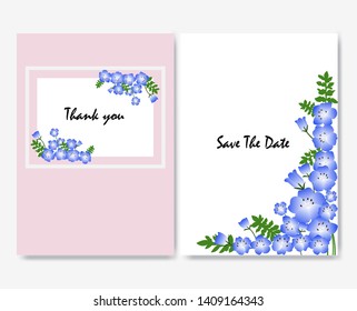 Vector decorative greeting card or invitation design with nemophila flower.