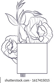 Vector decorative greeting card or invitation design background. Please for text. Line drawing. Flower on white background.