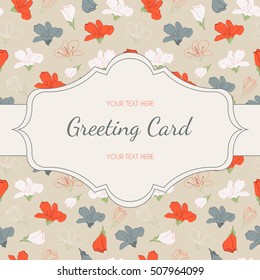 Vector decorative greeting card with stylish color flower blossoms