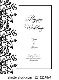 Vector decorative greeting card for wedding with floral hand draw