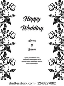 Vector decorative greeting card for wedding with floral hand draw