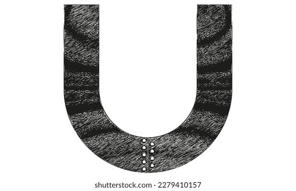 Vektorschmuck Schriftart.Letter mit nickelten Blechen.