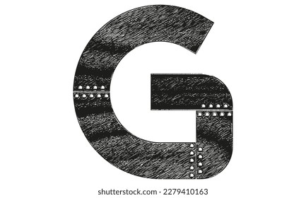 Vector decorative grunge font.Letter with riveted metal sheets.