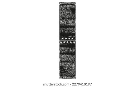Vector decorative grunge font.Letter with riveted metal sheets.