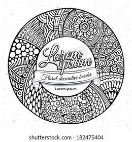 Vector decorative hand drawn circle frame from your text