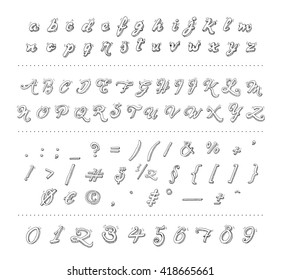 vector decorative handwriting font. hand drawn alphabet. calligraphic sketch set