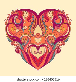 Vector Decorative Heart consist of Floral pattern