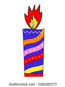Vector decorative holiday funky candle. Psychedelic Christmas 2023. Christmas Holiday vibrant funky decor for crazy Christmas party