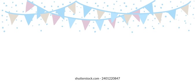 Vector decorative illustration with colorful holiday pennants for birthday celebration, festival and fair decoration.