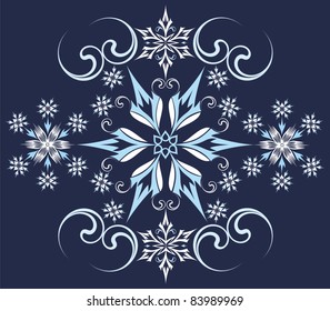 Vector decorative illustration with colorful snowflake