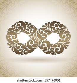 Vector decorative Infinity symbol. Vintage abstract Ornamental Endless Sign illustration on pattern background