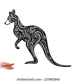 Vector Decorative Kangaroo. Patterned design