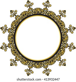 vector decorative lace mandala symbol in gold on a white background