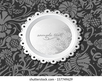 Vector decorative lacy shape on a seamless floral pattern