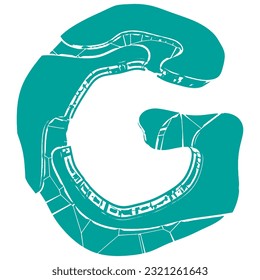 Vector decorative letter with cracks.Custom art font.