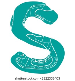 Vector decorative letter with cracks.Custom art font.
