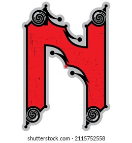 Vector decorative letter isolated on white background.Art font.