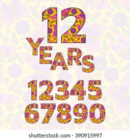 Vector decorative lettering and numbers set for anniversaries and birthdays