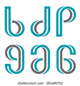 vector decorative letters b d p g a numbers 6 9