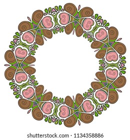 Vector decorative line art frame for design template. Elegant element for design, place for text. Multicolored outline floral border. Lace illustration for invitations and greeting cards