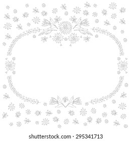 vector decorative line art frame design template.Floral frame. A blank for greetings, invitations and cards.